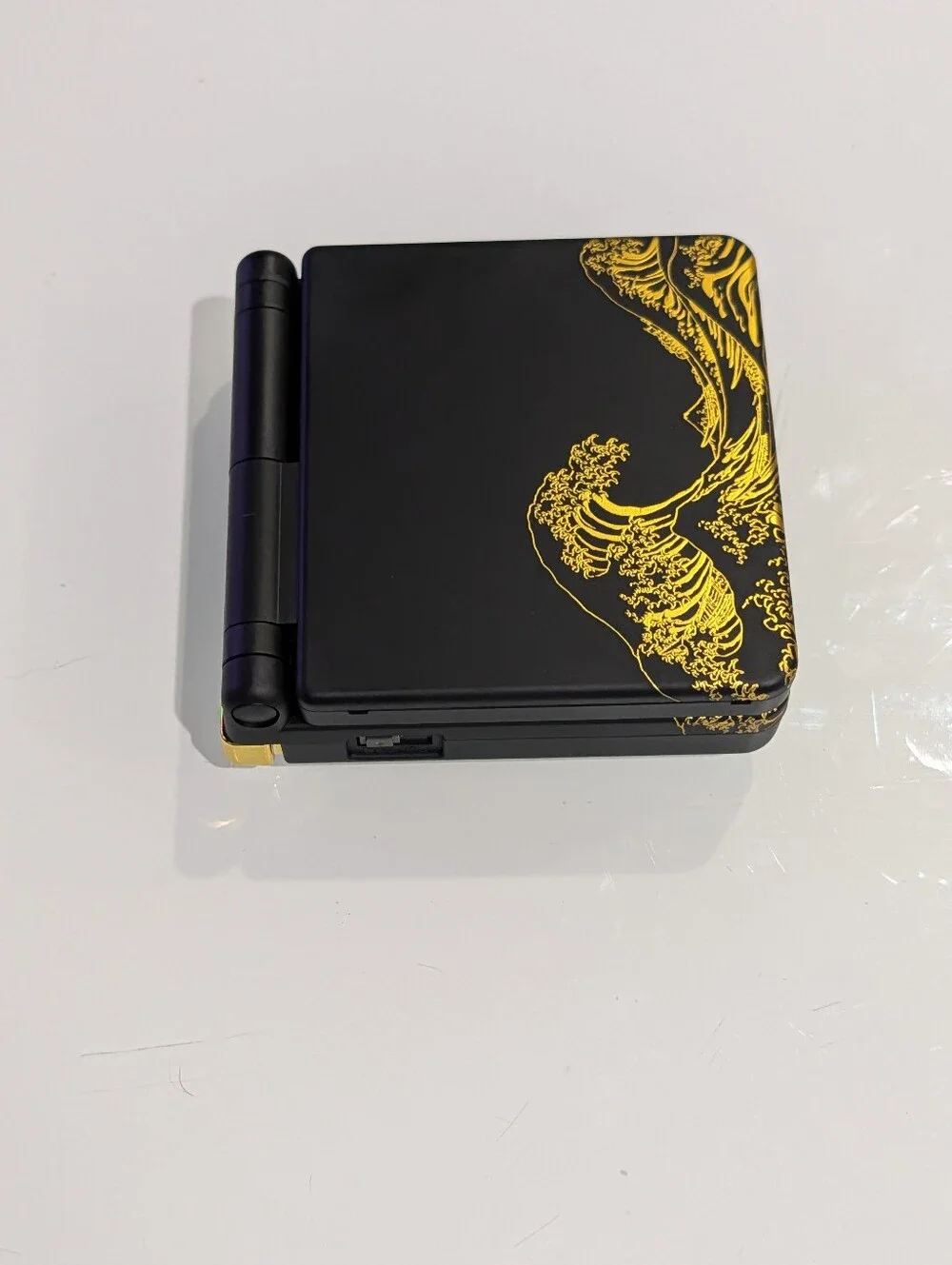 Great Wave Black & Gold Nintendo Game Boy Advance SP GBA SP with v5 IPS Screen